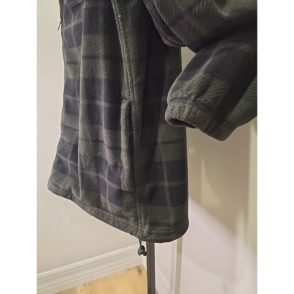 Green Black Plaid Full Zip Chore Barn Fleece Jacket Coat Mens XL Sherpa Collar - Picture 3 of 8